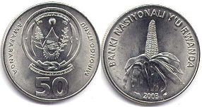 coin Rwanda 50 francs 2003