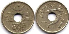moneda España 25 pesetas 1991