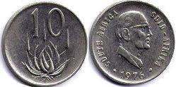 coin South Africa 10 cents 1976