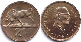 coin South Africa 2 cents 1976