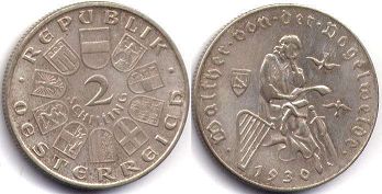 Münze Österreich 2 schilling 1930