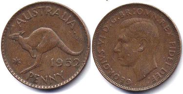 australian coin 1 penny 1952