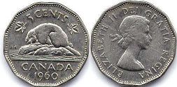 canadian coin 5 cents 1960