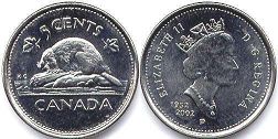  moneda canadiense conmemorativa 5 centavos 2002