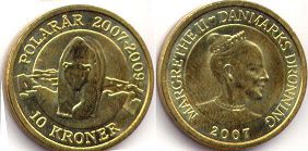 mynt Danmark 10 krone 2007