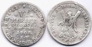 coin Brunswick-Luneburg-Calenberg 6 mariengroschen 1708