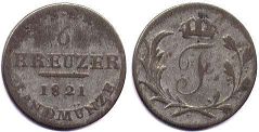 Münze Sächsische Staaten 6 kreuzer 1821