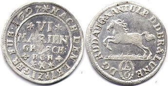 coin Brunswick-Wolfenbüttel 6 mariengroschen (1/6 taler) 1697