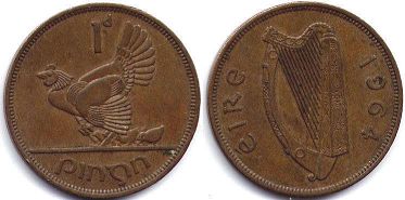 coin Ireland 1 penny 1964