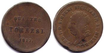 moneta Naples 4 tornesi 1817