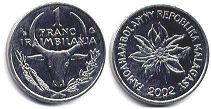 coin Madagascar 1 franc 2002