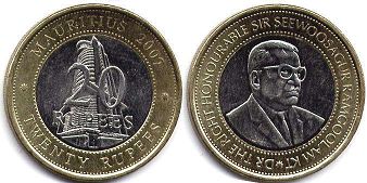 coin Mauritius 20 rupees 2007
