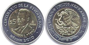 moneda Mexico 5 pesos 2008 FRANSISCO MUGICA