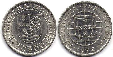 coin Mozambique 20 escudos 1972