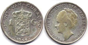 coin Curacao 1 gulden 1944