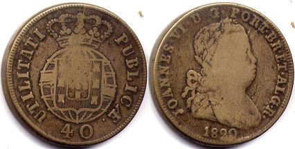 coin Portugal 40 reis 1820
