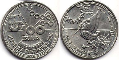 coin Portugal 100 escudos 1990
