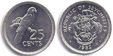 coin Seychelles 25 cents 1982