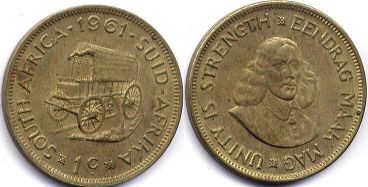 coin South Africa 1 cent 1961