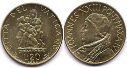 coin Vatican 20 lire 1962