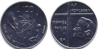 moneta Vatican 100 lire 1983