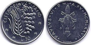 moneta Vatican 50 lire 1977