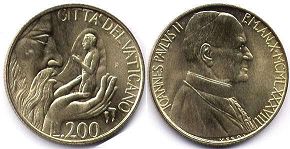 moneta Vatican 200 lire 1988
