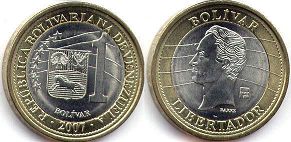 moneda Venezuela 1 bolivar 2007