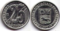 moneda Venezuela 25 centimos 2007