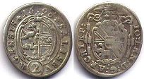 Münze Salzburg 2 kreuzer 1696