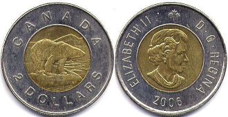canadian coin 2 dollars 2006 toonie