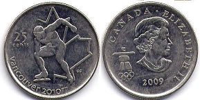  moneda canadiense conmemorativa 25 centavos 2009