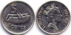 coin Fiji 5 cents 1992