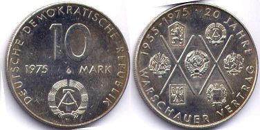 monnaie East Allemagne 10 mark 1975