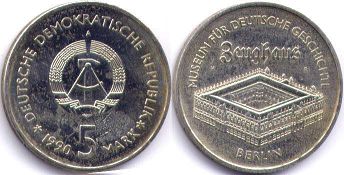 Münze Ostdeutschland 5 mark 1990