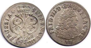 moneta Prussia 6 grosze 1698