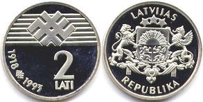 coin Latvia 2 lati 1993