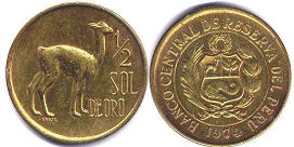 moneda Peru 1/2 sol 1974