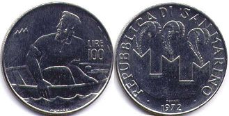 coin San Marino 100 lire 1972