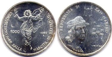 moneta San Marino 1000 lire 1983