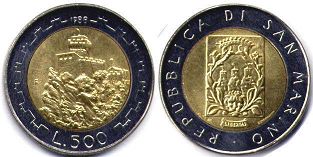 moneta San Marino 500 lire 1988