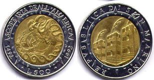 moneta San Marino 500 lire 1992