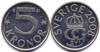 coin Sweden 5 kronor 2008
