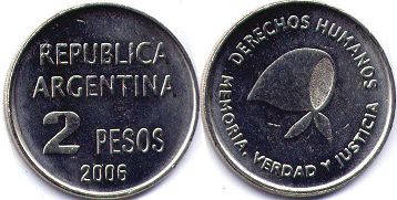 moneda Argentina 2 pesos 2006 Declaración de los derechos humanos
