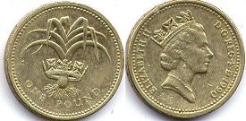 coin UK pound 1990