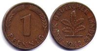 coin Germany 1 pfennig 1948