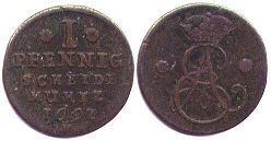 Münze Braunschweig-Lüneburg-Calenberg 1 pfennig 1697 
