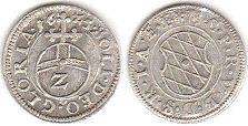Münze Bayern halbbatzen (2 kreuzer) 1625
