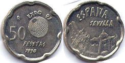 coin Spain 50 pesetas 1990