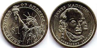moneda Estados Unidos 1 dollar 2007 Madison
